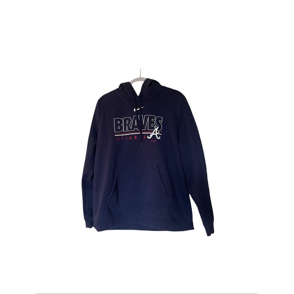 Nike Mens Navy Blue Atlanta Braves Team Graphic Pullover Hoodie Size XL
